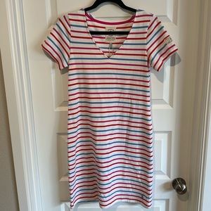 Joules White V-Neck Short Sleeve Mini Dress